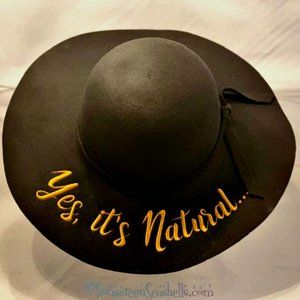 "Yes it's Natural" Black Felt Floppy Hat